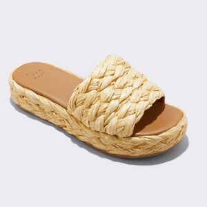 NWOT- A New Day Casey Braided Raffia Platform Slide Sandals Summer Size 9